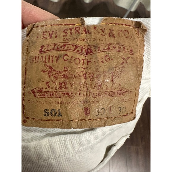 Vtg 1997 LEVI'S 501 White Denim - MADE IN USA - Big E Red Tab - W30 L30 - Picture 5 of 7
